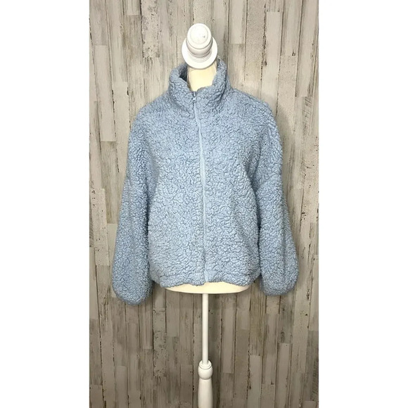 Urban Outfitters Women's Size‎ Medium Blue Casual Winter Sherpa Full Zip Jacket - Picture 3 of 7